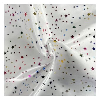 Multi Star Foil Satin Fabric by the Metre