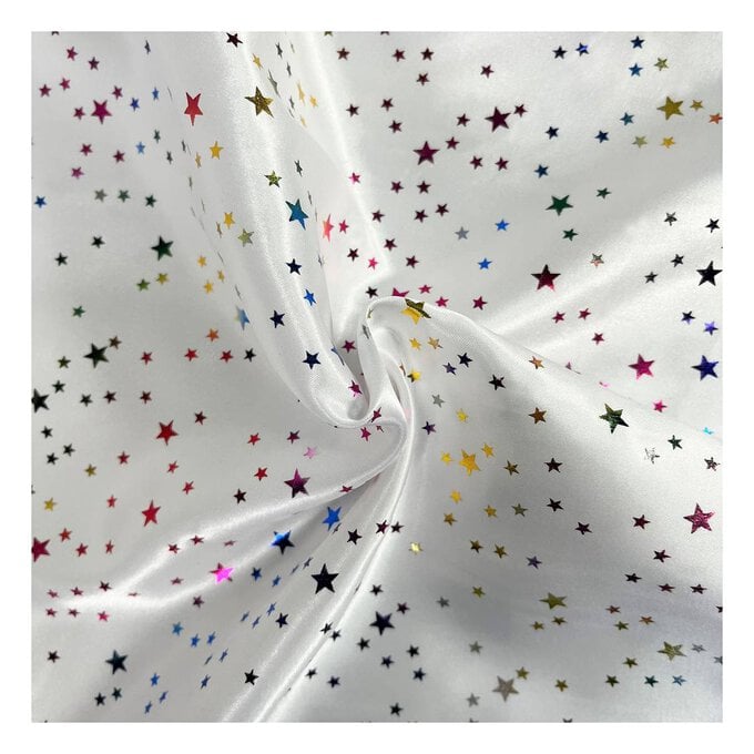Multi Star Foil Satin Fabric by the Metre image number 1