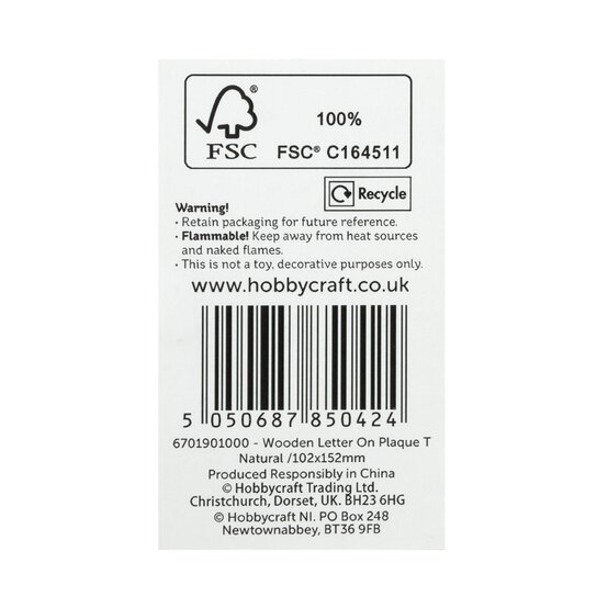 Wooden Letter T Plaque 10cm x 15cm image number 5