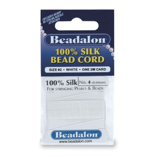 Beadalon Silk Bead Cord 04 White 2M image number 1