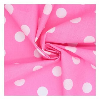 Pink and White Spotty Polycotton Fabric by the Metre