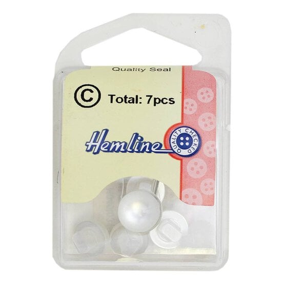 Hemline White Basic Dome Button 7 Pack image number 2