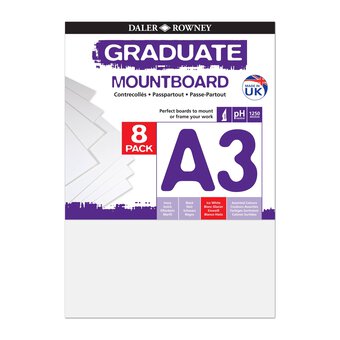Daler-Rowney Graduate Ice White Cream Core Mountboard A3 8 Pack