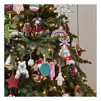 Hanging Wooden Stag in Tree Decoration 12.5cm