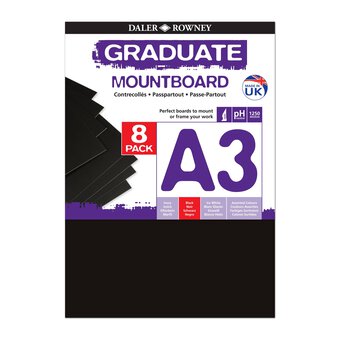 Daler-Rowney Graduate Black Cream Core Mountboard A3 8 Pack 