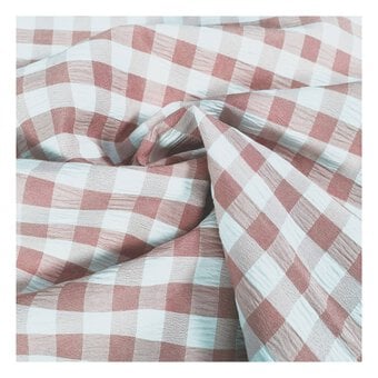 Pink Large Crinkle Gingham Fabric by the Metre