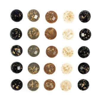 Gold Foil Round Adhesive Gems 10mm 25 Pack