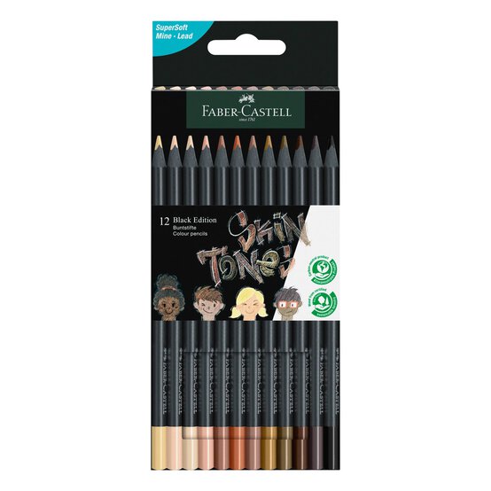 Faber-Castell Skin Tones Black Edition Colour Pencils 12 Pack image number 1
