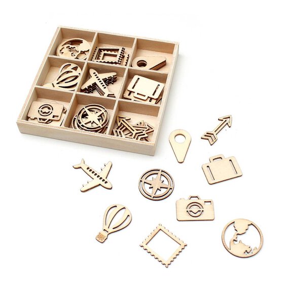 Travel Wooden Embellishments 45 Pack image number 1