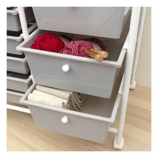 Grey and White Rolling Organiser 9 Drawers image number 3