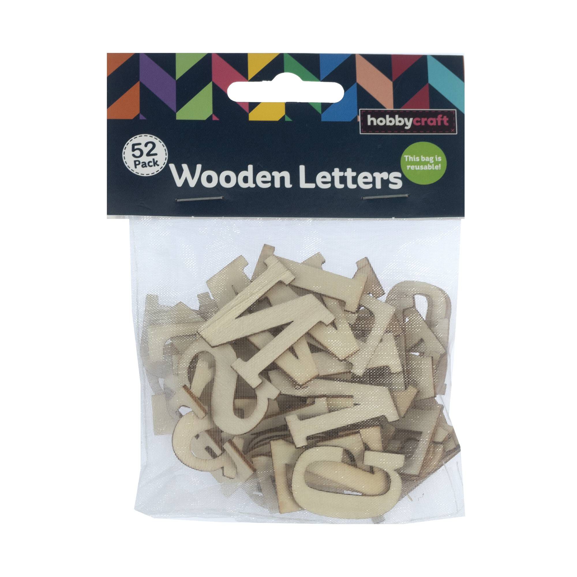 Walmart Letters Natural Wooden Letters 52 Pieces | Hobbycraft