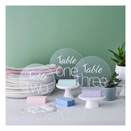 Clear Round Acrylic Table Sign 18cm