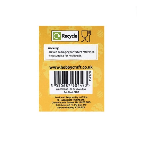 Chick Gingham Paper Cups 8 Pack image number 5