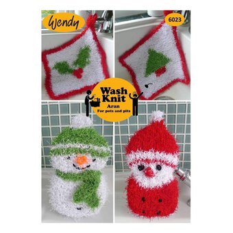 Wendy Wash Knit Aran Christmas Cloths and Sponges Digital Pattern 6023