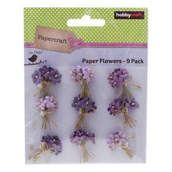 Purple Bouquet Paper Flowers 9 Pack image number 2