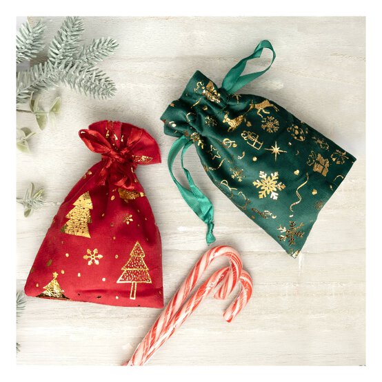 Christmas Fabric Pouches 2 Pack image number 1