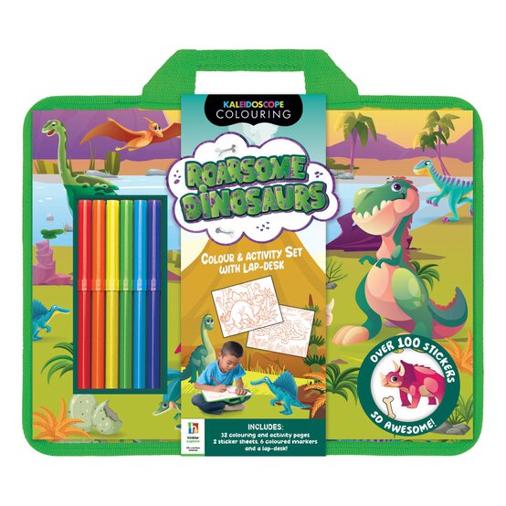 Curious Universe Roarsome Dinosaurs Colour And Activity Set With Lap Desk Size 24