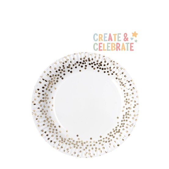 Create & Celebrate Gold Dotted Paper Plates 6 Pack  image number 1