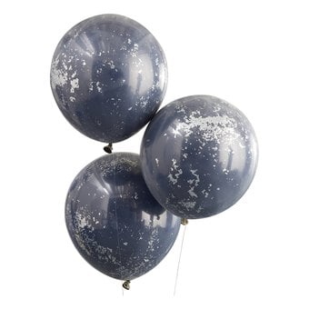 Ginger Ray Navy and Silver Double Layered Balloons 3 Pack