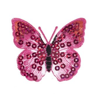 Trimits Pink Sequin Butterfly Iron-On Patch