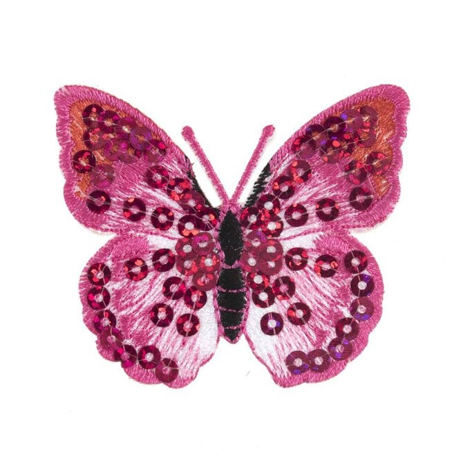 Trimits Pink Sequin Butterfly Iron-On Patch image number 1