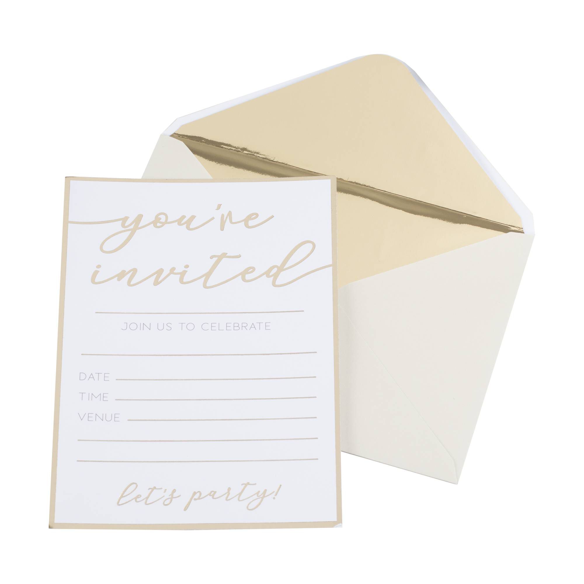 Champagne Gold Foil Party Invitations 20 Pack Hobbycraft