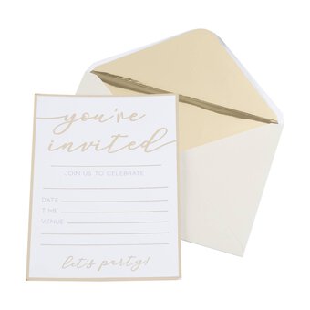 Champagne Gold Foil Party Invitations 20 Pack