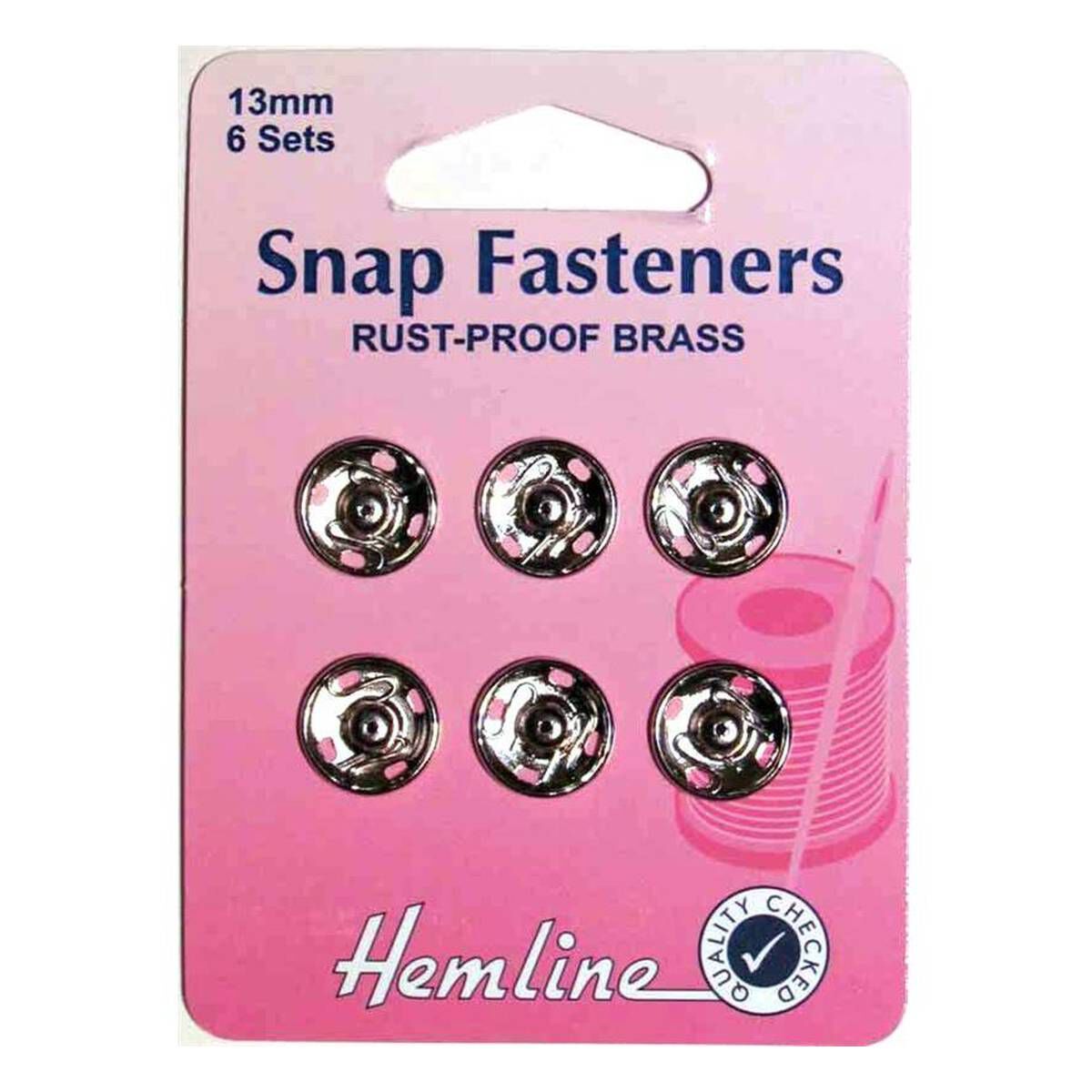 Metal Snap Fasteners, BLACK, 11mm Dia., 10 Sets Sew-In, By Hemline