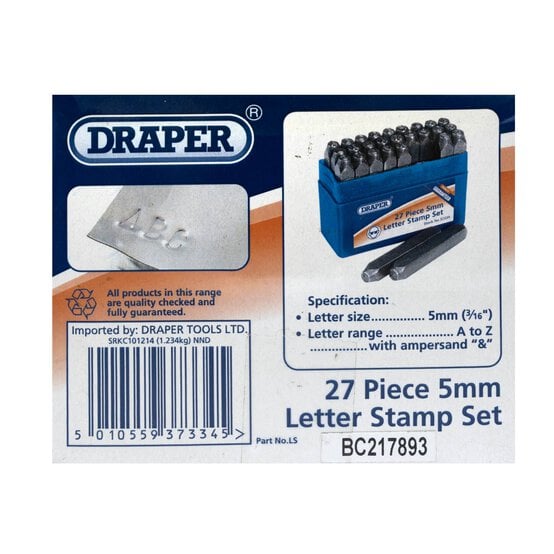 Draper A to Z 5mm Letter Stamp Set 26 Pieces image number 3