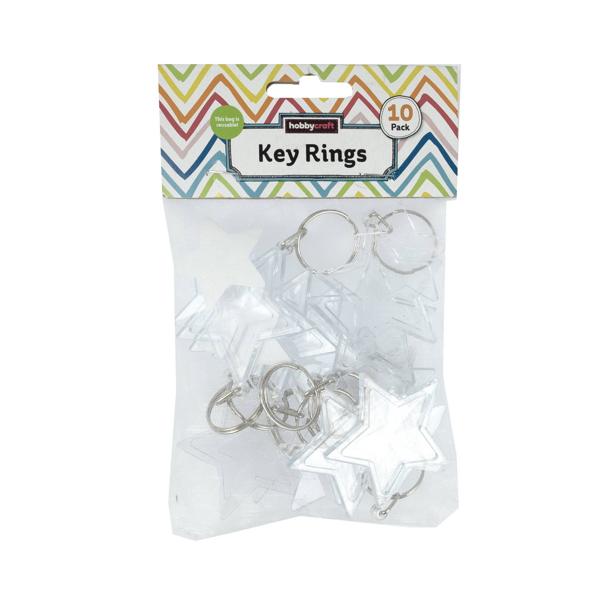 Clear Star Keyrings 10 Pack Hobbycraft