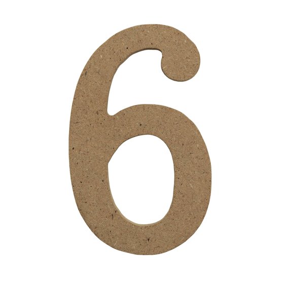 Mini MDF Wooden Number 6 8cm image number 2