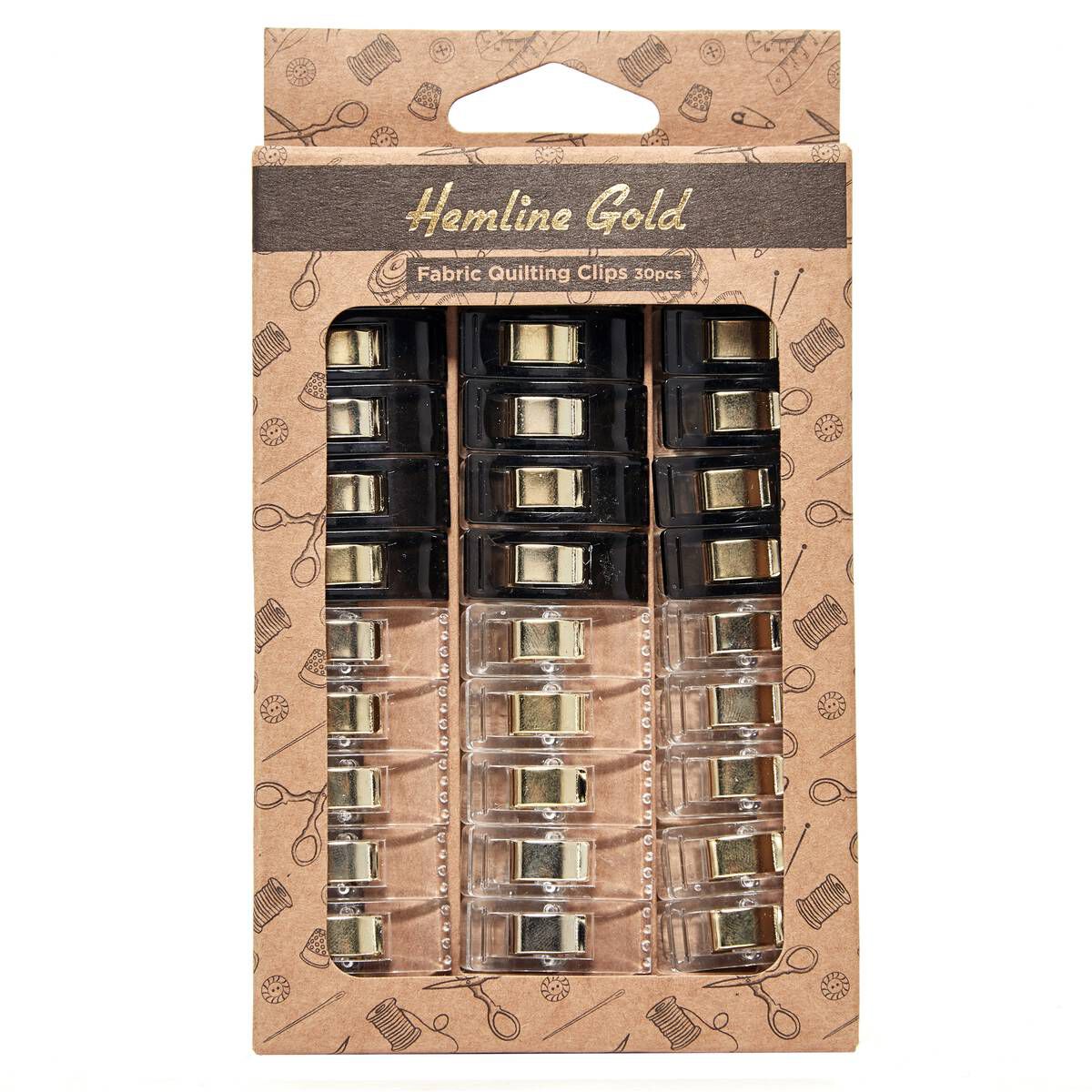 Hemline Gold Fabric Quilting Clips 30 Pack Hobbycraft