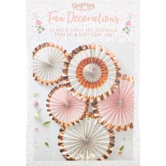 Ginger Ray Ditsy Floral Rose Gold Hanging Fan Decorations 5 Pack image number 3