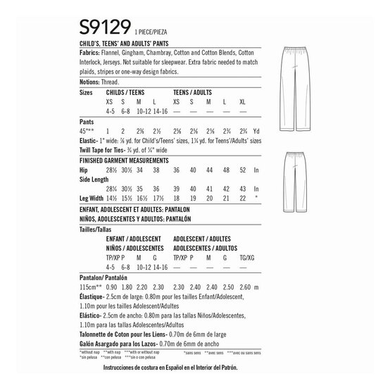 Simplicity Unisex Sleepwear Sewing Pattern S9129 image number 2