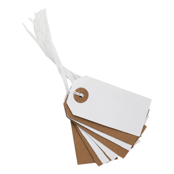 Kraft and White Traditional Tags 8cm 20 Pack image number 1