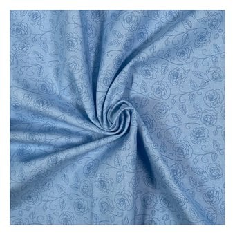 Sky Blue Cotton Rose Blender Fabric by the Metre