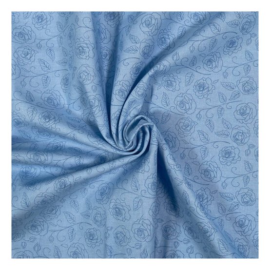 Sky Blue Cotton Rose Blender Fabric by the Metre image number 1