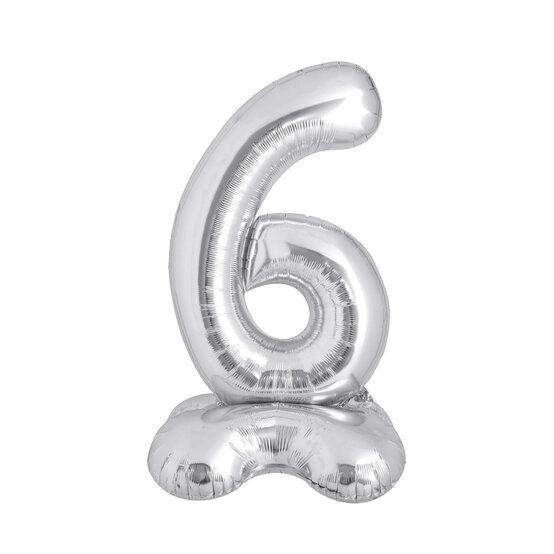 Standing Silver Number 6 Balloon 1m image number 1