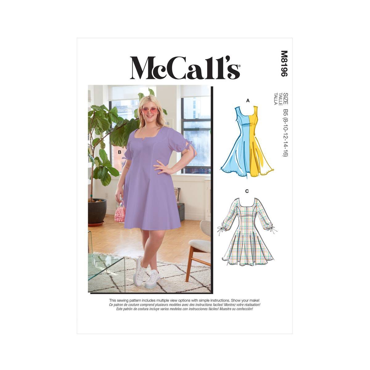McCall's Women's Dresses Sewing Pattern M8196 (B5 8-16) | Hobbycraft