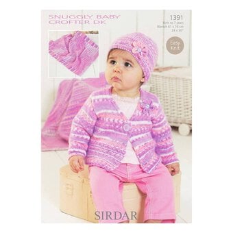 Sirdar Snuggly Baby Crofter DK Cardigan Hat and Blanket Digital Pattern 1391