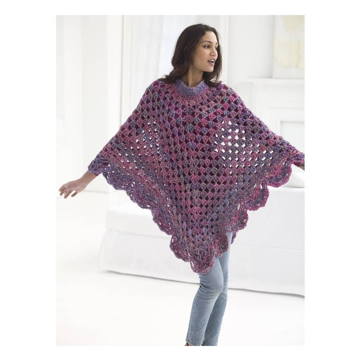 FREE PATTERN Lion Brand Crochet Boho Poncho L50053 Hobbycraft