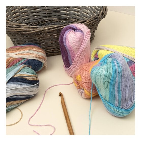 Knitcraft Pink Blue Yellow Cotton Festival DK 100g image number 4