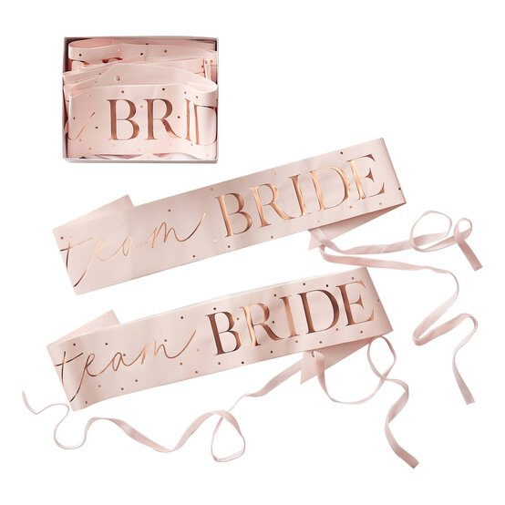 Ginger Ray Rose Gold Team Bride Sashes 6 Pack image number 1