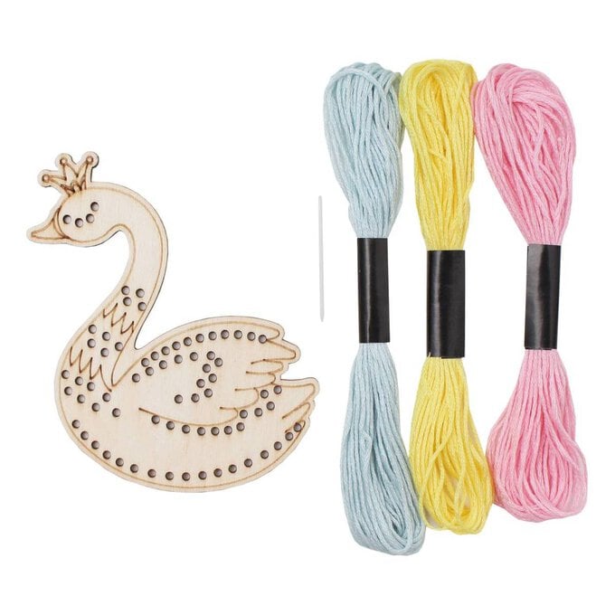 Swan With Crown Wooden Threading Kit image number 1