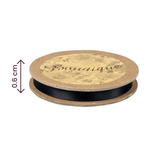 Black Double-Faced Satin Ribbon 6mm x 5m image number 4