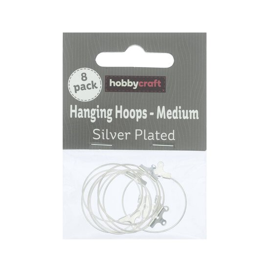 Silver Plated Hanging Hoops 25mm 8 Pack image number 1