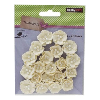 Moonlight Pearl Blossom Paper Flowers 20 Pack image number 2