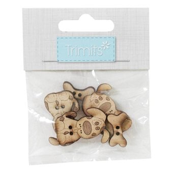 Trimits Wooden Dog and Bone Buttons 6 Pieces