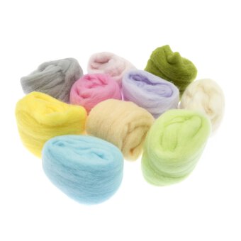 Pastel Felting Wool 10g 10 Pack