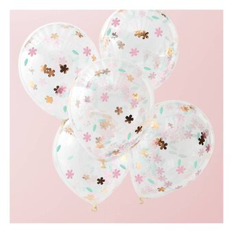 Ginger Ray Pastel and Rose Gold Floral Confetti Balloons 5 Pack